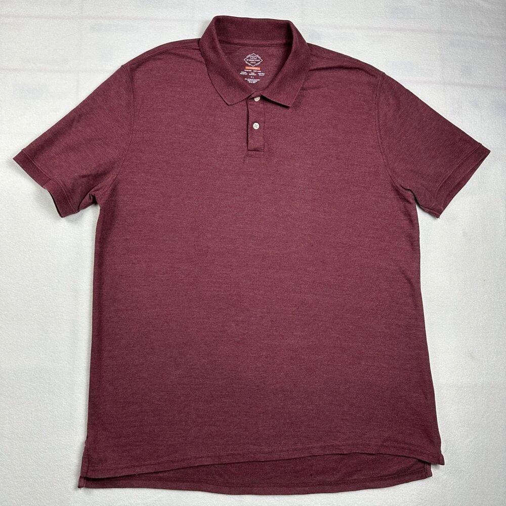 St. John's Bay Men's Burgundy Performance Short Sleeve Polo Shirt XL